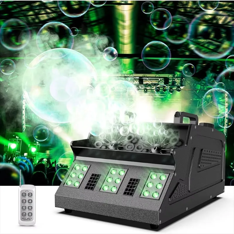3 in 1 Stage Fog Bubble Machine With 18 Rgb Led Automatic Dmx 512 Led Smoke Bubble Machine With Wireless Remote Smoke Machine