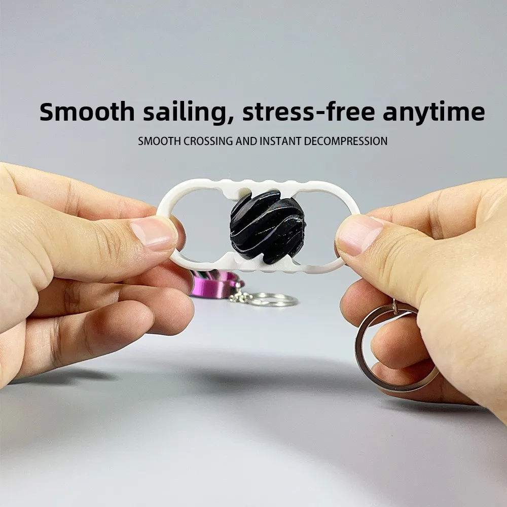 3d impresso tempo viajando bola descompressão ponta do dedo girando música estrutura tridimensional chaveiro dupla cor vórtice brinquedo