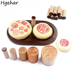 Round Wooden Stamp Mold for Chinese Pastry Baking Mooncake Seal Tradition Words Home Kitchen Accessories Mark Tools DIY Cookie