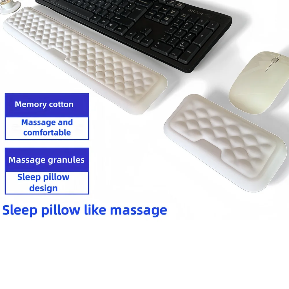 Tastatur-Pad-Set aus Memory-Schaum, ergonomisches Design für Büro, Computer, Laptop, einfaches Tippen, Tastatur-Handgelenkauflage, Mauspad mit Untersetzer