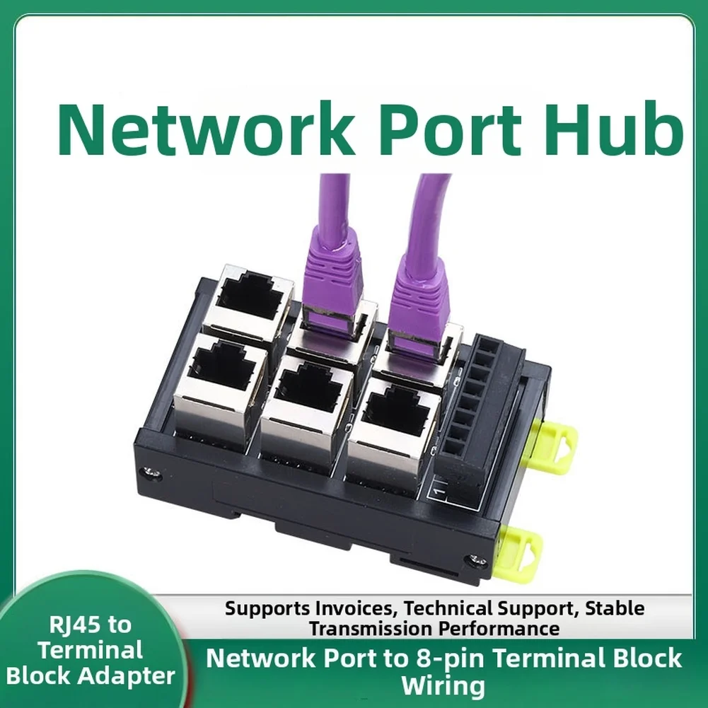 To 8‑Pin Screw Terminal Ethernet Converter Adapter, RS485 Hub Splitter 2 3 4 5 6 Channel For Industrial Signal Transmission