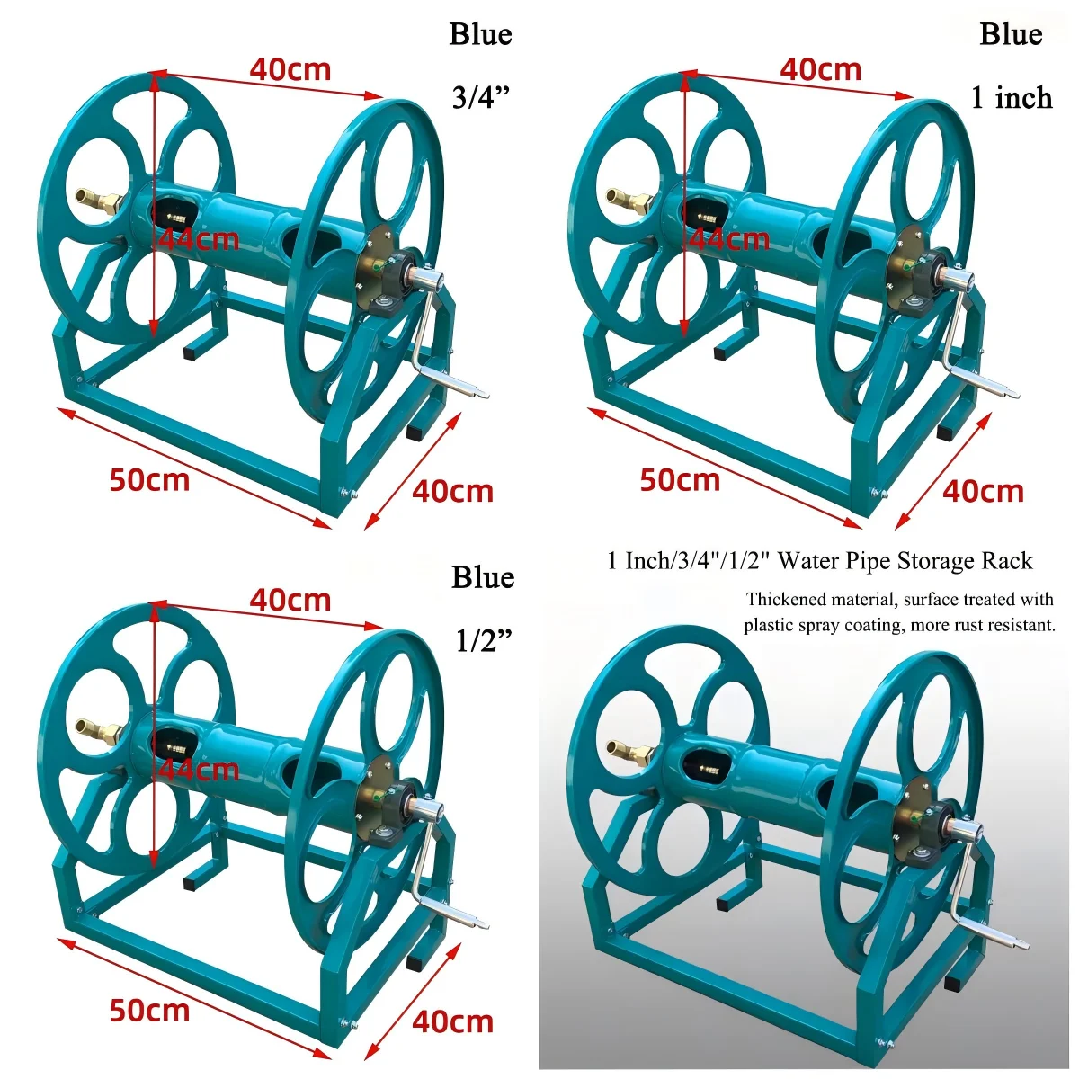Manual Metal Water Pipe Storage Rack for Garden & Agricultural Irrigating Crank Hose Reel with 1/2