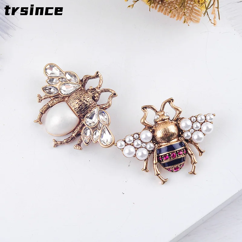 

Fashion Vintage Brooch Pearl Bee Insect Brooch for Women Party Jewelry Corsage Brooches