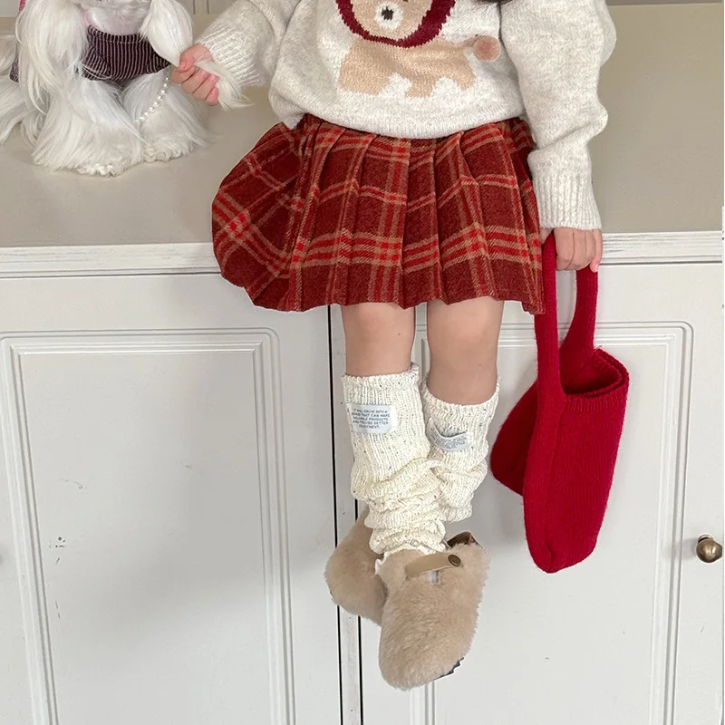 

Юбки для девочек, осень 2024, новая детская одежда, утолщенная клетчатая юбка в иностранном стиле для девочек, повседневная, простая и повседневная