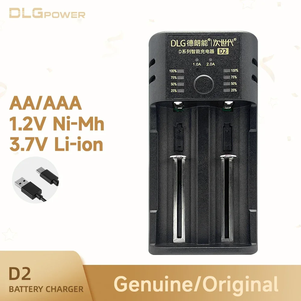 

DLGpower smart Charger for Lithium Battery 18650/21700/26650/18490/14500 Ni-MH/Ni-CD AA/AAA batteries Type-C LED display