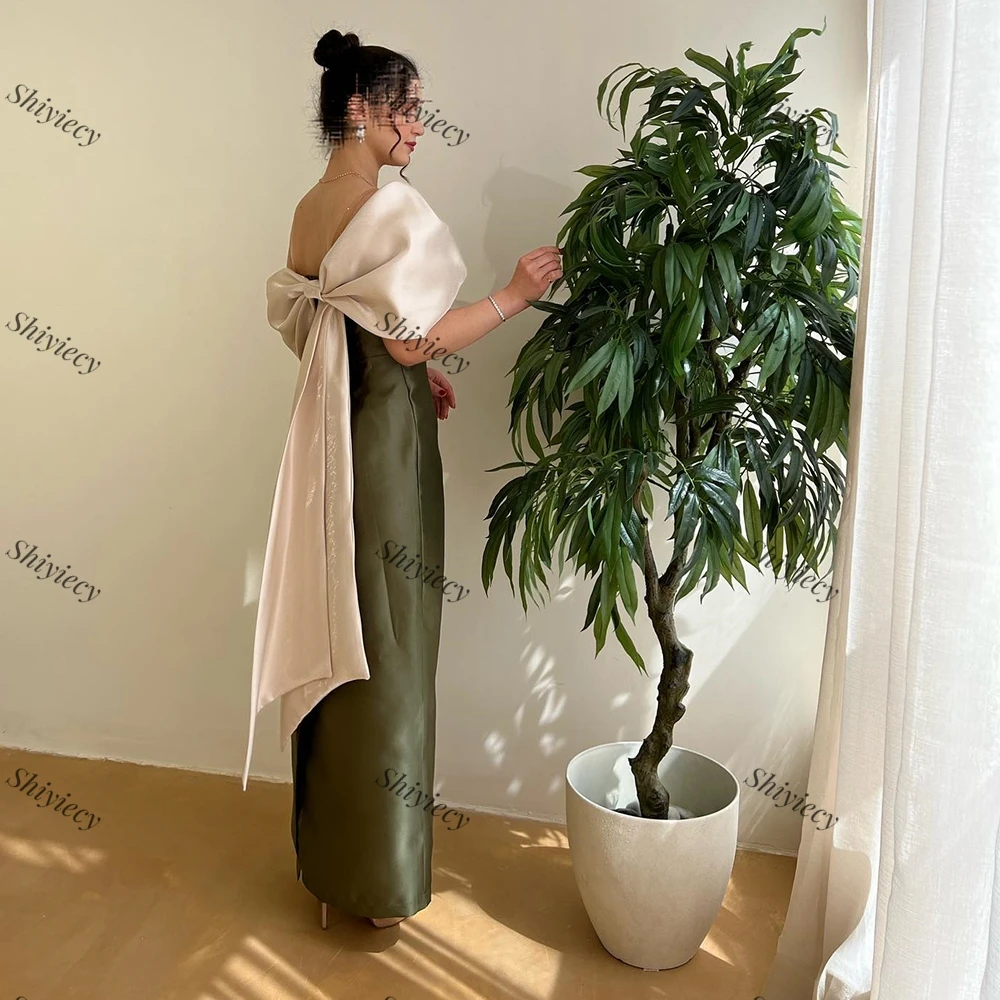 Shiyiecy-Robe de Bal en Satin pour Femme, Fourreau, Longueur au Sol, Plis, Quelle que soit Dubaï, pour Occasions Formelles