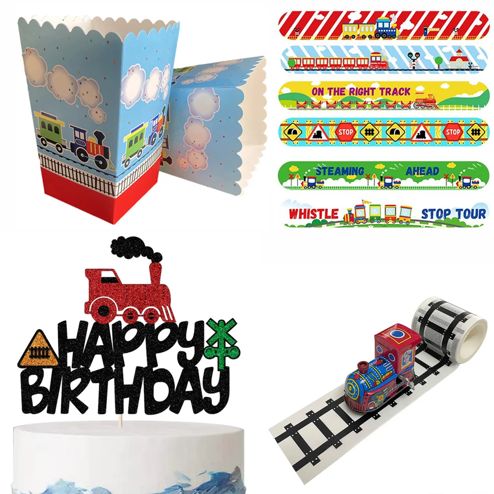 

Train Birthday Decorations Train Party Favors Supplies Train Cake Toppers Snap Bracelets Gift Bags Fillers Prize Kids Birthday