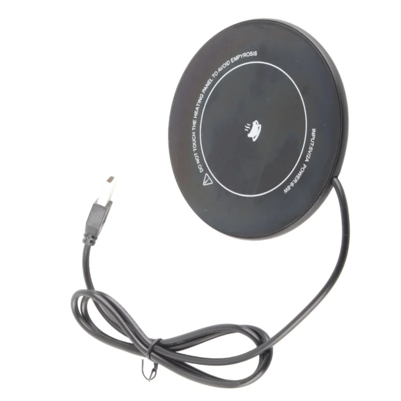 USB Black Cup Warming Coaster 40℃ Constant Temperature Heating Pad For Milk Mug 10.2cm