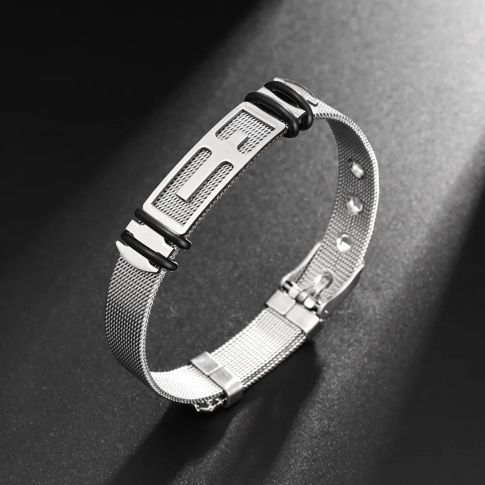 Pulseira cristã de aço inoxidável ajustável para homens, metal elegante, acessórios religiosos, jóias encantadoras, nova moda