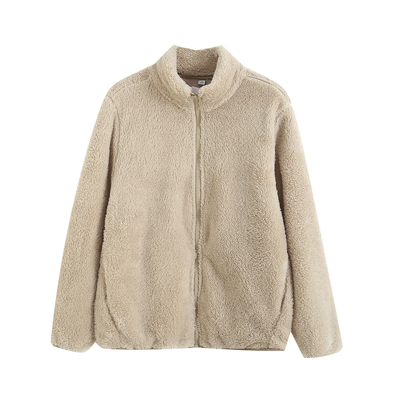 Soft Long Velvet Fce Jaet Autumn Winter Home Try-On Room Stand Collar Women's Outerwear Coat Warm Comfortable Versatile