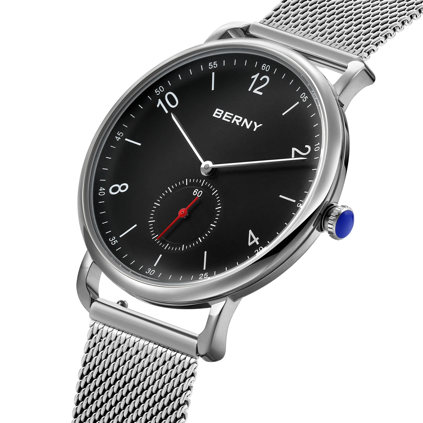 BERNY Quartz Men's Watch Top Quality 316L Stainless Steel Slim Case Fashion Couple's Wristwatch Simple Casual Men/Women Watches