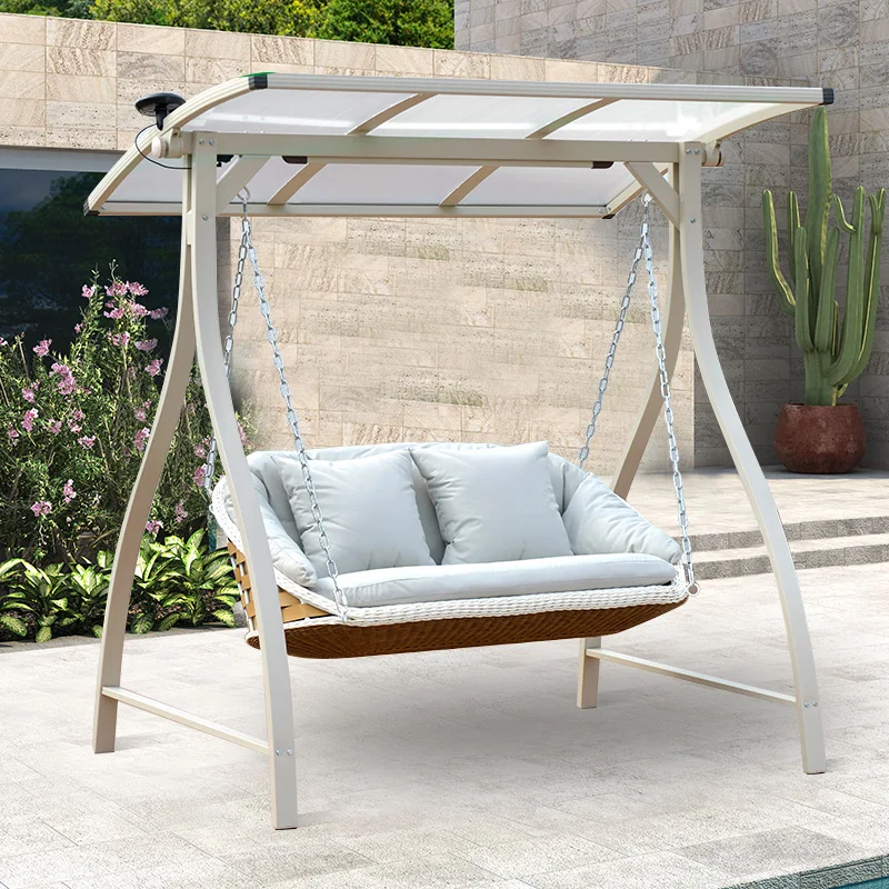 

Swing rocking chair patio lift chair Aluminum alloy solar triple double chair