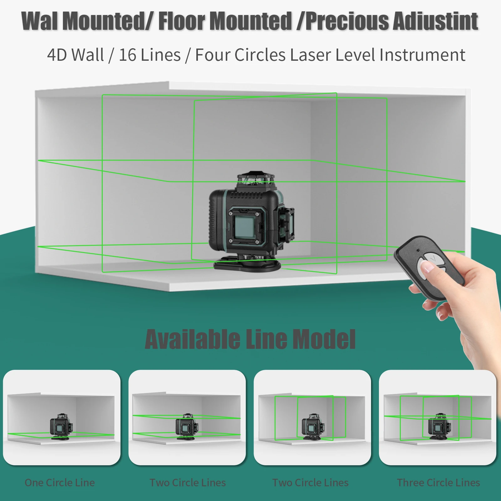 4D 16 Lines Laser Level Green Line Self-Leveling 360 Horizontal And Vertical Super Powerful Laser Level Green Beam Laser Level