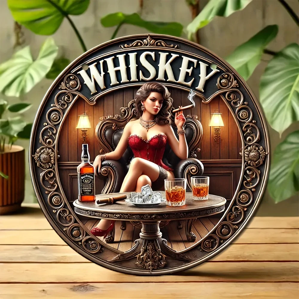 علامة ويسكي متينة من الألومنيوم المعدني العتيق - مثالية لتزيين غرفة المنزل وغرفة المعيشة والمطعم والمقهى والمكتب والنوادي والبار