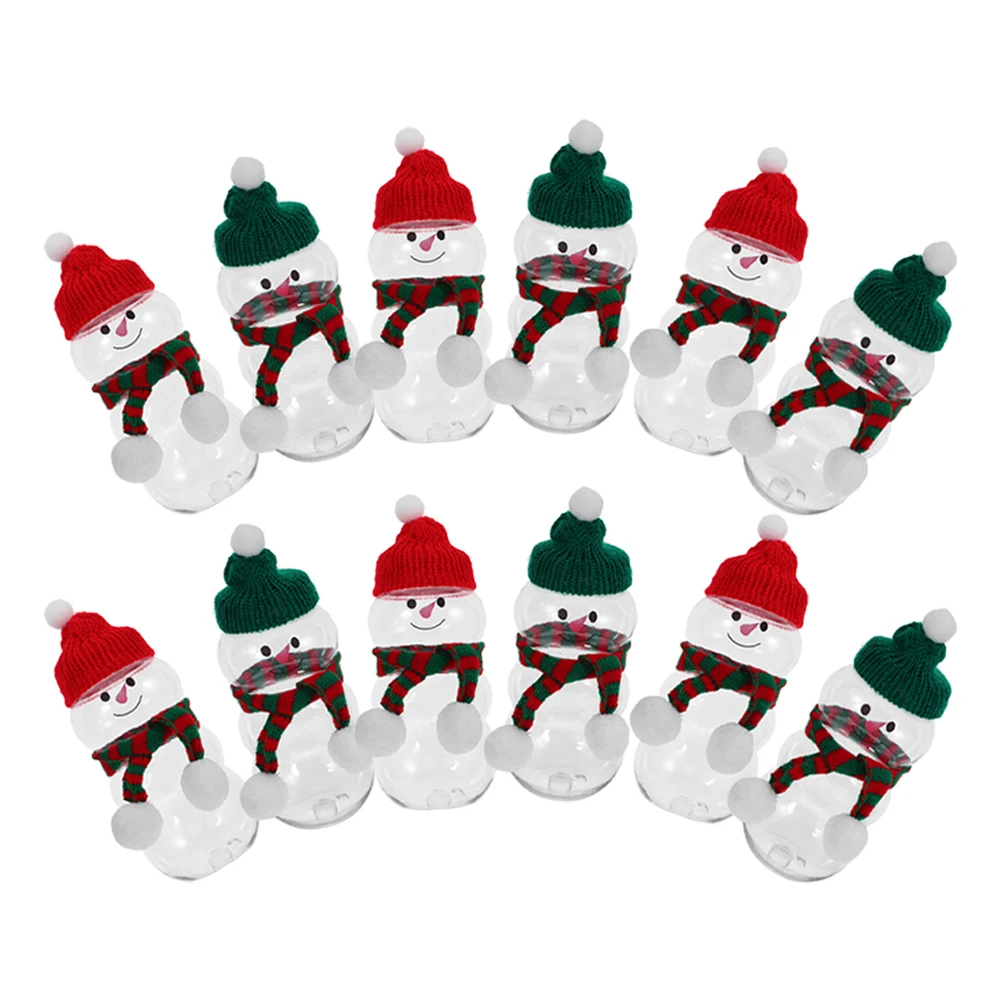 

12 set Snowman Juice Bottles 500Ml Refillable Beverage Containers Christmas Themed Party Favors Reusable Plastic Drink Cups With