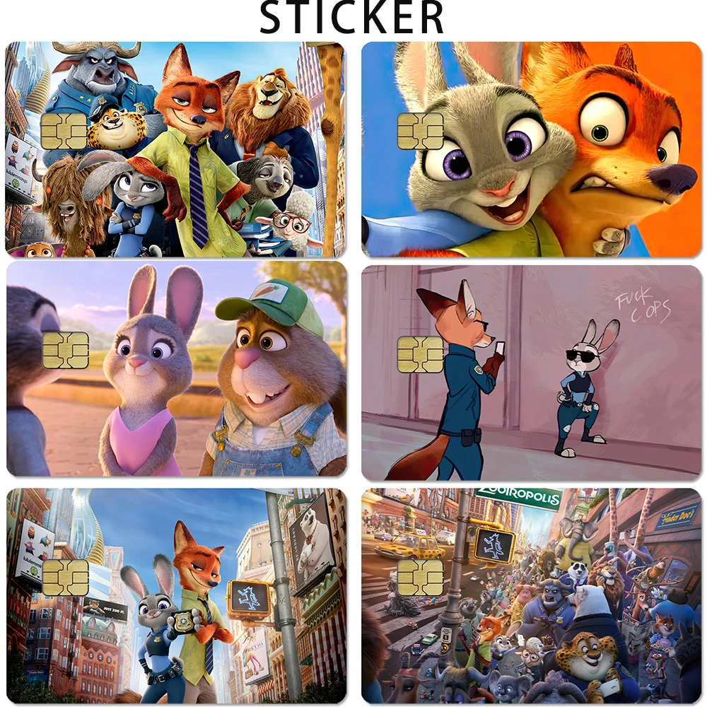 

Анимированный фильм Zootopia 2, ПВХ пленка, наклейка на кожу для дебетовой карты, наклейка для кредитных банковских карт, блестящая водонепроницаемая декоративная наклейка