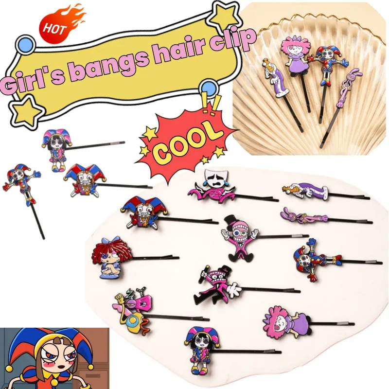 Cartoon AnimeThe AmazingDigitalCircusPomni JaxMerchandise Fashionable Girls Alloy Side Hair Clip Hair Accessory Gift for Friends