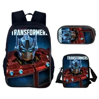 Mochila para niños O-Optimus Primes T-Transformers, bolsos de hombro, bolsas para lápices, mochila escolar ligera con cremallera, juego de regalo de 3 uds.