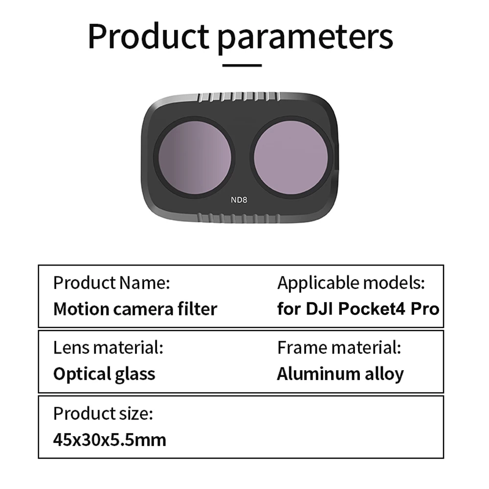 

Filter Kit for DJI Pocket 4 Pro UV CPL ND Black Mist Optical Glass Multi Coated Aluminum Frame Precision Fit