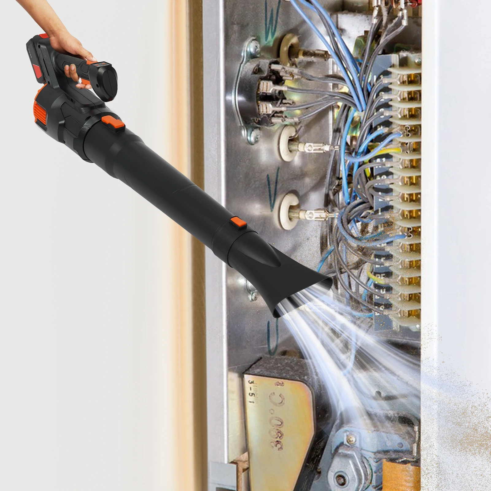 

21V Cordless Leaf Blowe, 141ft/s Max Wind Speed, Wear-resistant, 3-Speed Adjustable for Yard/Garage Cleaning, with 4.0Ah Battery