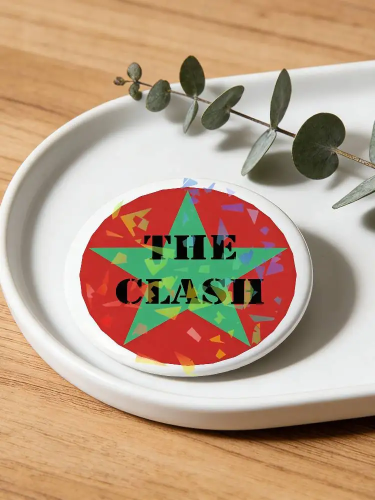 Punk Rock Band The C-Clash Round Badge Lapel Pins for Backpacks Briefcase Laser Brooch Clothes Gifts