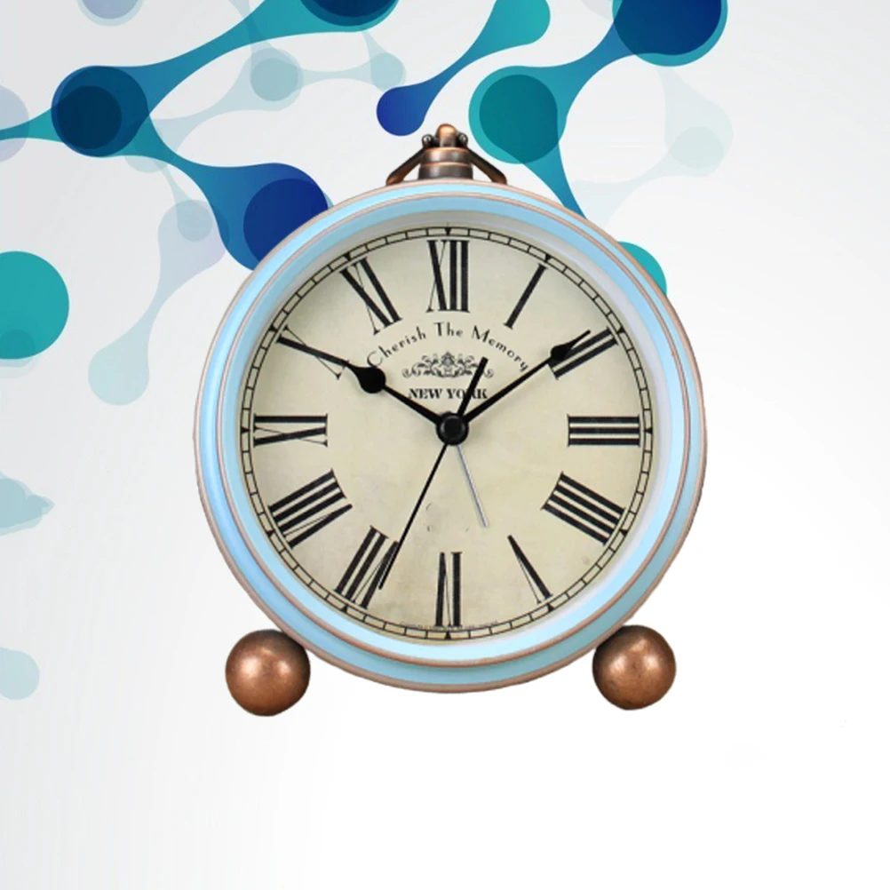 

1pc Creative Retro Vintage American Style Alarm Clock Desk Alarm for Home without (Blue Roman)