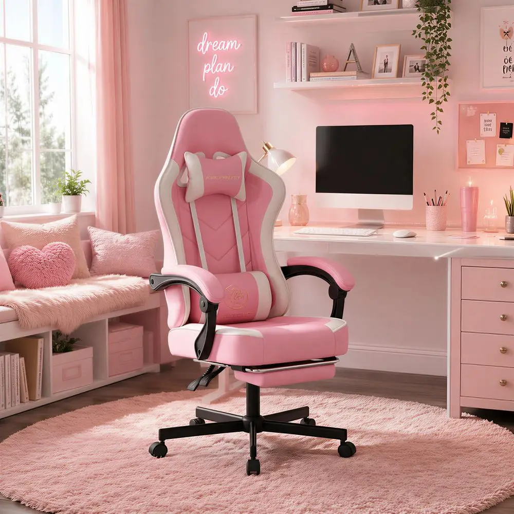Gaming Chair, Ergonomic High Back Computer Chair with Footrest, Lumbar Support amp Pocket Spring Cushion, Comfortable Swivel Ho view 2