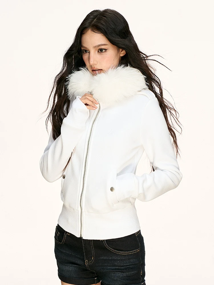 

Aaisup, американский ретро-джат с капюшоном, женская теплая верхняя одежда на молнии, зимнее новое пальто с воротником из искусственного меха