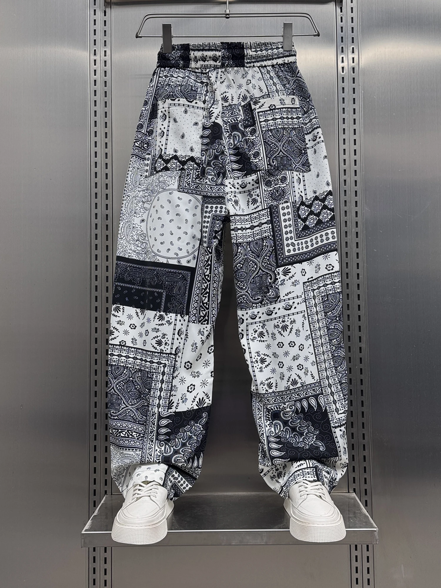 2025 Summer New Fashionable Trendy Men's Ice-feeling Ethnic Casual Pants Handsome Drape Straight Fashion Versatile Harlan Pants