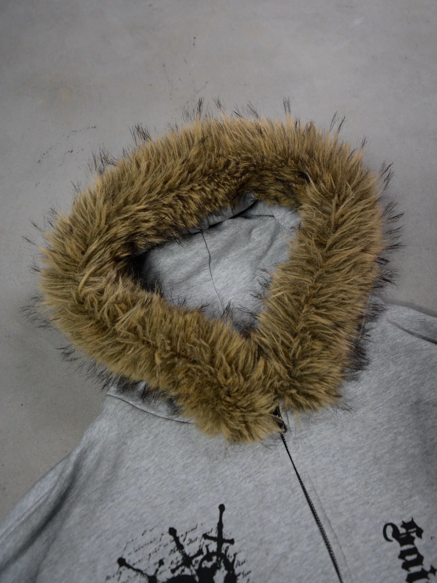 Y2K Gothic Fur Zip-Up Hoodie Women Autumn Warm Jacket