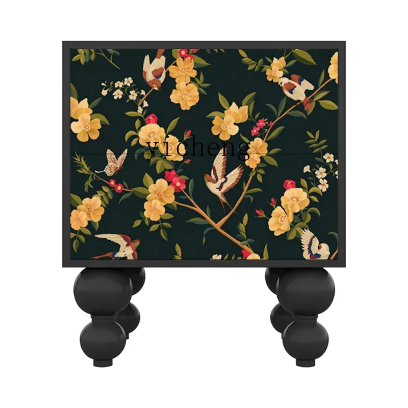 

ZC Household Bedroom Storage Solid Wood Painted Bedside Table Wall Integrated Storage Cabinet Locker