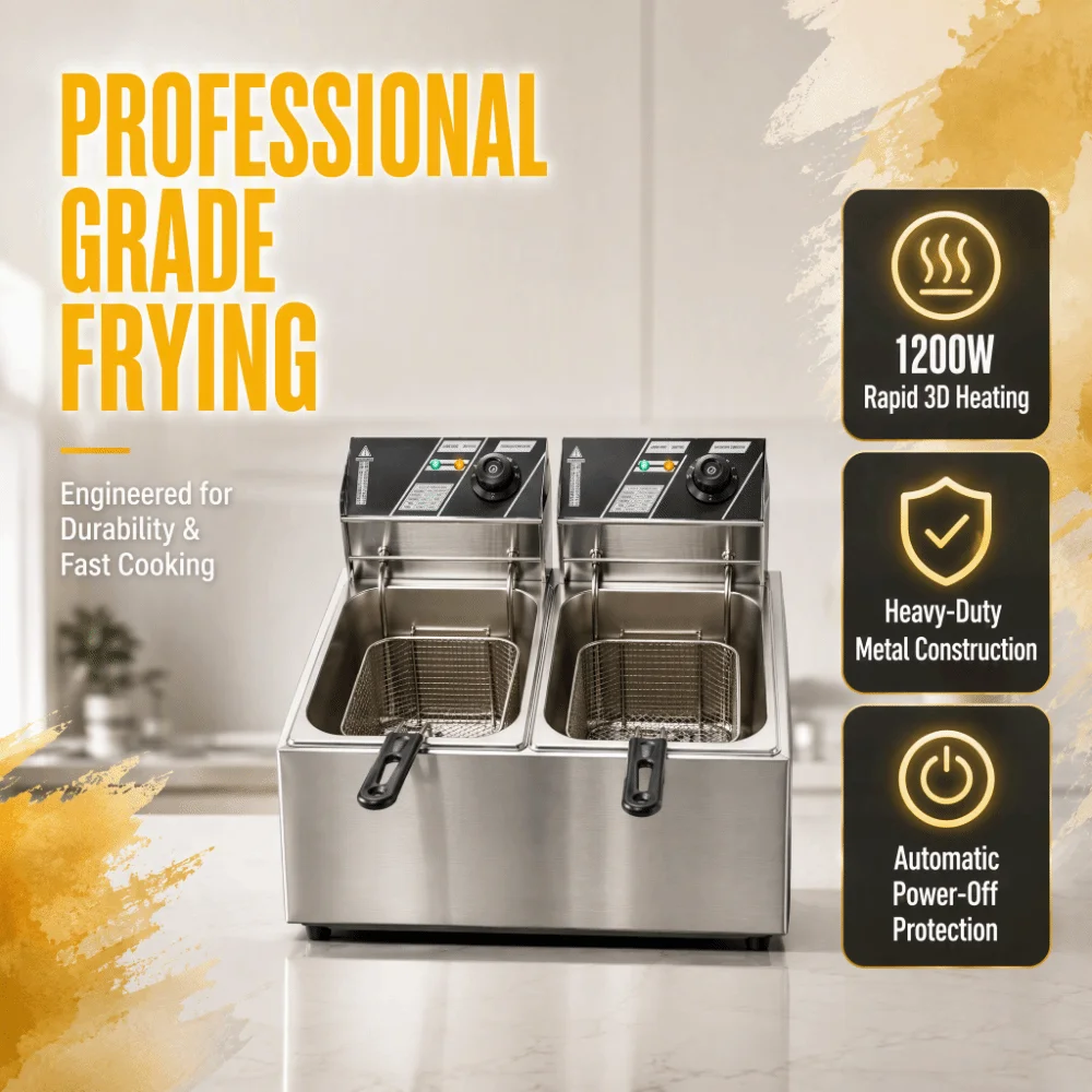 6L Electric Deep Fryer 1200W 3D Surround Heating Stainless Steel Electric Fryer 2 - 3 People Automatic Power-off Air Fryer