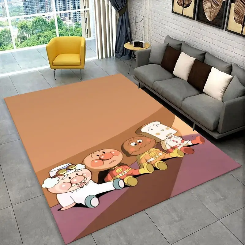 Retro Brave Anpanman Cartoon Carpet Rug for Playroom Bedroom Living Room Sofa Home Decor,Game Area Rug Non-slip Floor Mat Fest