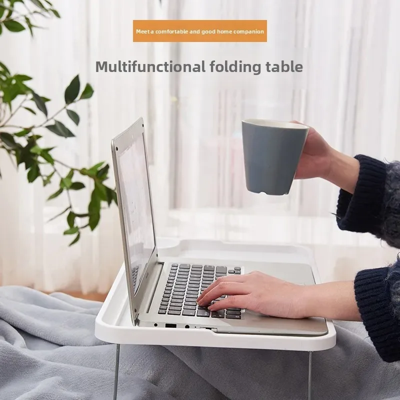 طاولة سرير محمولة متعددة الوظائف قابلة للطي مع حامل أكواب لأجهزة الكمبيوتر المحمول الإفطار في السرير، صينية دفتر القراءة والكتابة