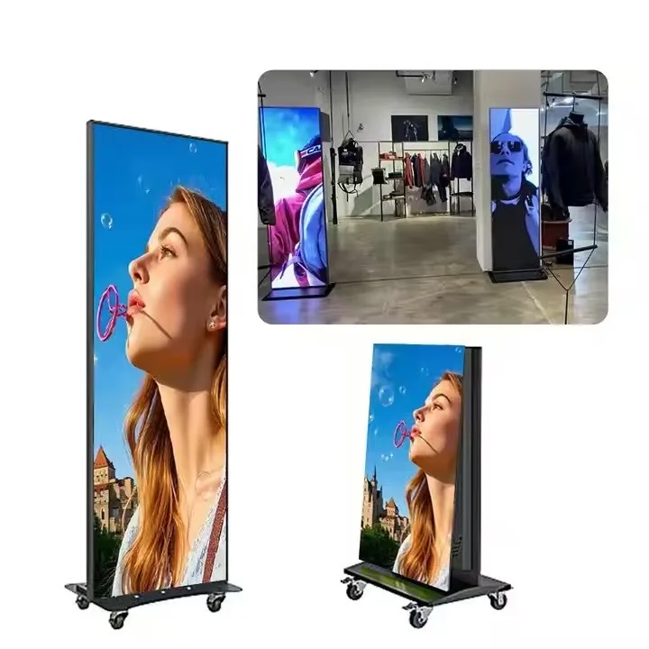 Indoor P2 LED Screen 640x1920mm Portable Standing Floor Display Seamless Splicing Digital Retail Poster Advertising Screen