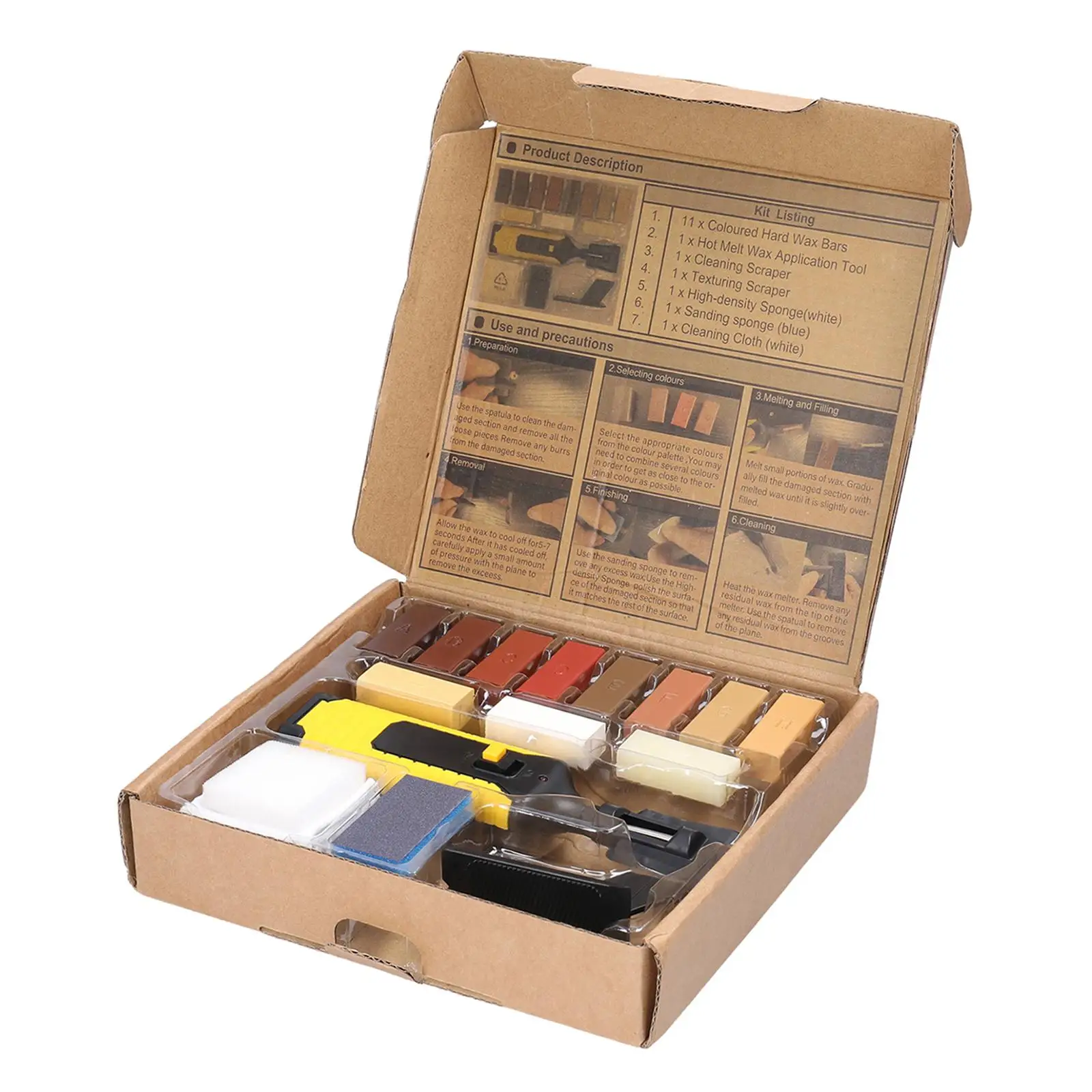 Portable Laminate Floor Repair Kit Wax System Remover Filler with Case Fix Floor Scratch Repair Tools for Chips Scratches Floor