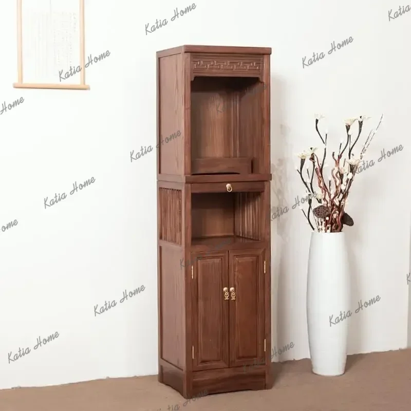 PG Solid Wood New Chinese Style Clothes Closet Buddha Niche Buddha Shrine Incense Burner Table Prayer Altar Table Table