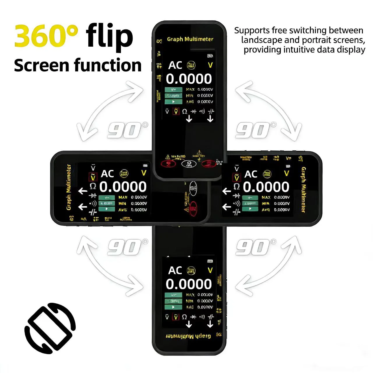 BS500 Intelligent Portable Graph Multimeter Color Screen AC/DC Voltage Current Capacitance Temperature Measuring True