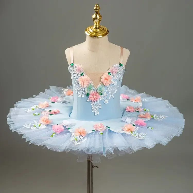 Performance Kleding Ballerina Balet Jurk Meisje Ballet Tutu Fee Pop Professionele Balletjurk Voor Meisjes Blauwe Competitie