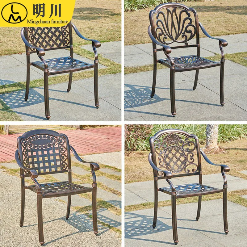

Outdoor tables and chairs furniture balcony courtyard garden dining chair swivel chair cast aluminum back chair aluminum aluminu