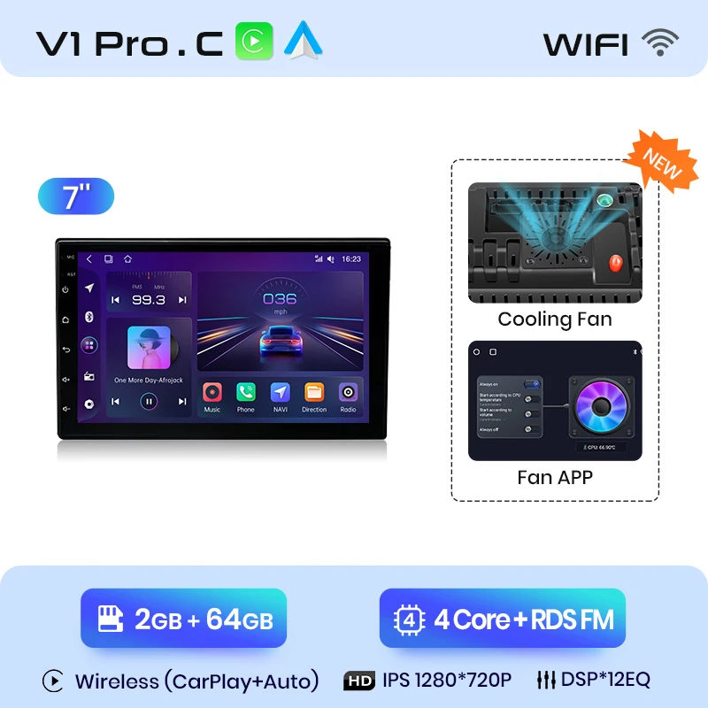 Junsun Universele 7 9 10 Inch Autoradio Draadloze Carplay Android Auto 4G Wifi Gps Multimedia Bluetoth Dsp Ips Touchscreen Stereo