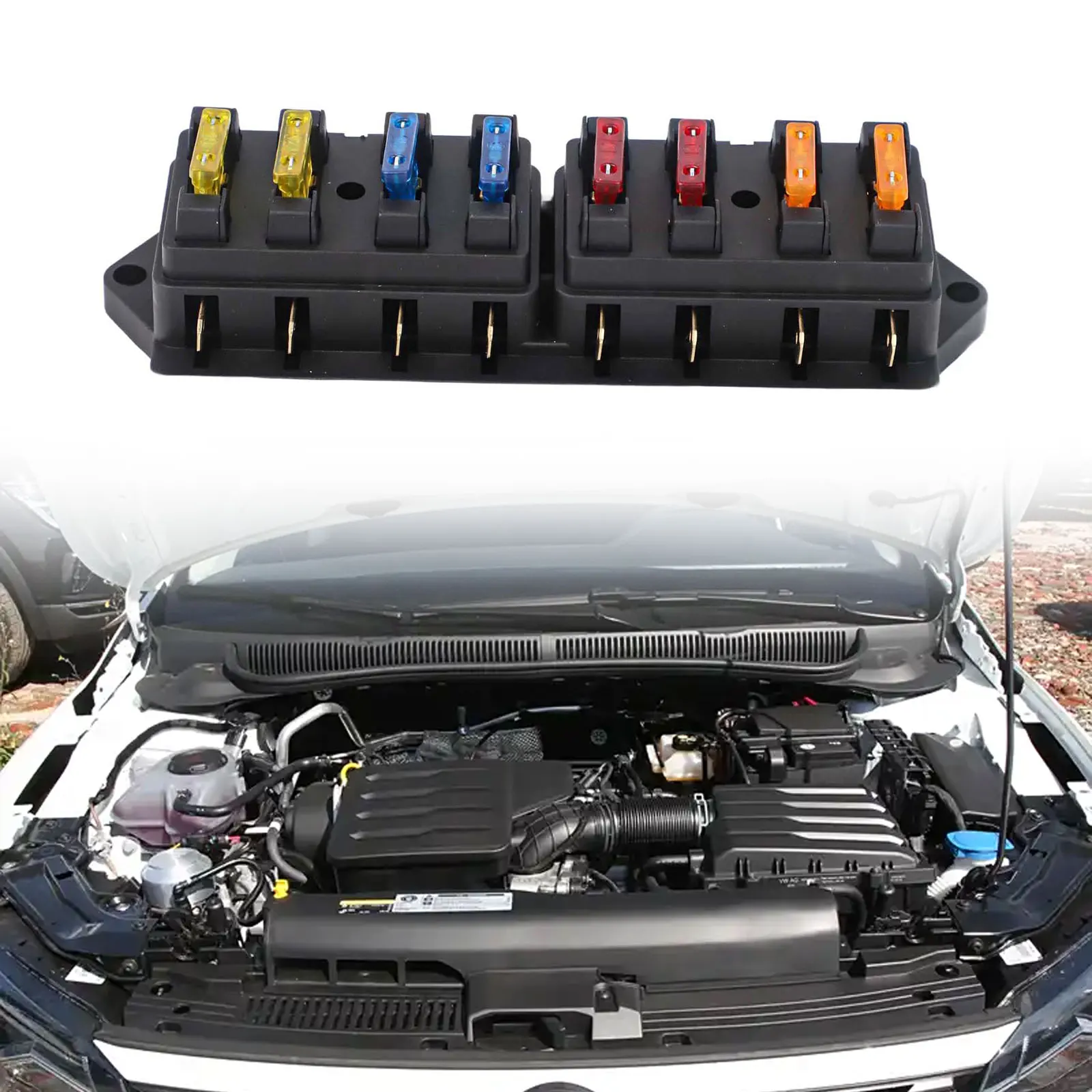 8 Gang Blade Fuse Box for For 12v and 24V Vehicles Reliable Circuit Protection and Compact Design for Easy Installation