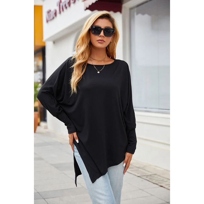 Katoen Onregelmatige Womens Tops En Blouses Toevallige O Hals Lange Mouw Lange Stevige Vrouwelijke Tuniek 2022 Lente 5XL Plus Size vrouwen Shirt