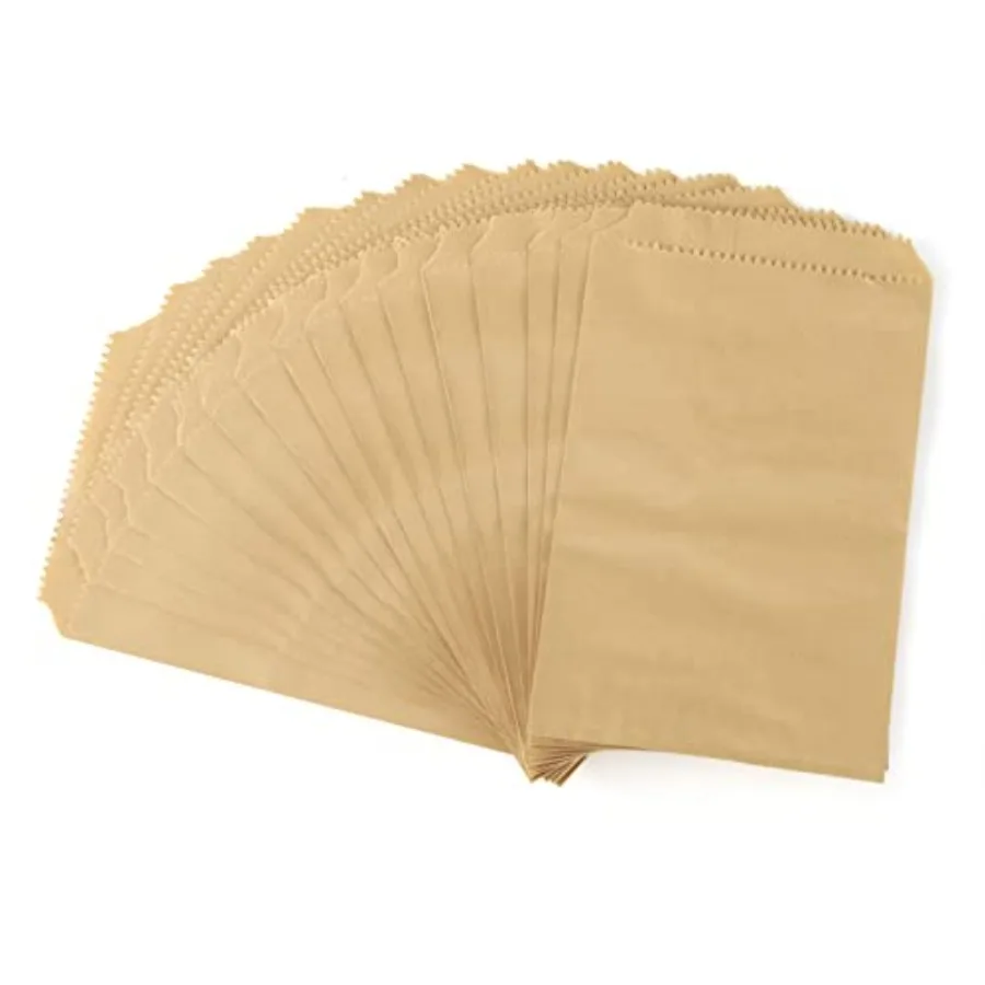 

100 Pcs 5x7 ch Brown Kraft Paper Bags Flat Envelopes Merchandise Treat Bag for Party