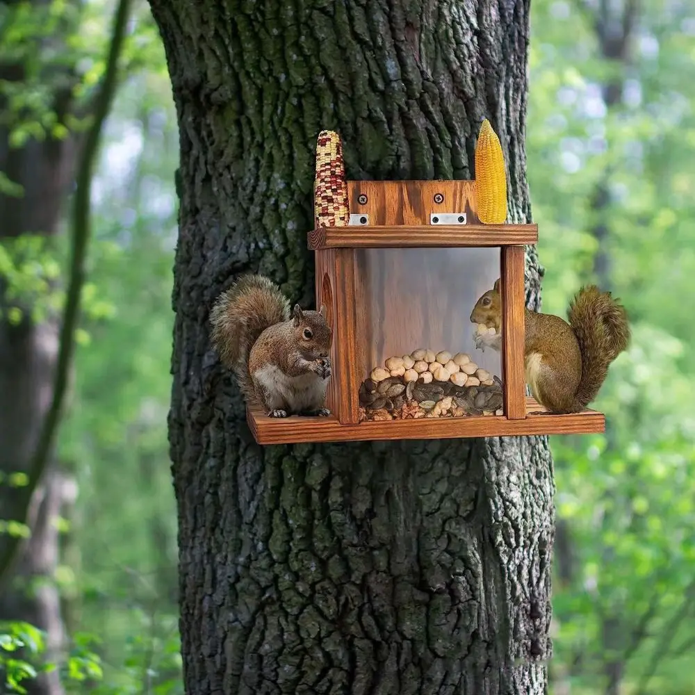 

Bird Raising Tool Wooden Squirrel Feeder Hanging Durable Bird Feeder Multi-purpose Hamster Feeding Box Hummingbird