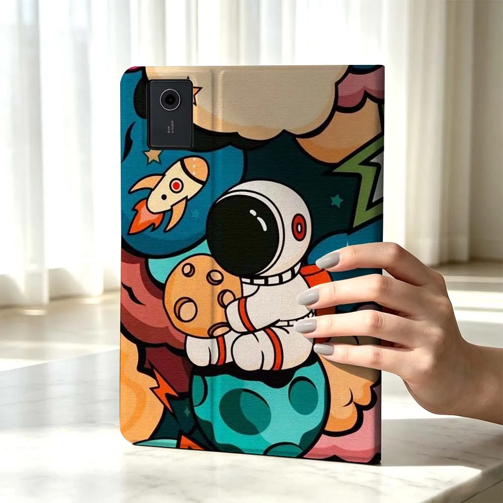 Cute Cartoon Astronaut Art Fashion For Xiaomi Poco Redmi Pad 8 2 4 C1 6 6S 7 7S SE 9.7 14 11 11.2 Inch Pen Tray Tablet Case