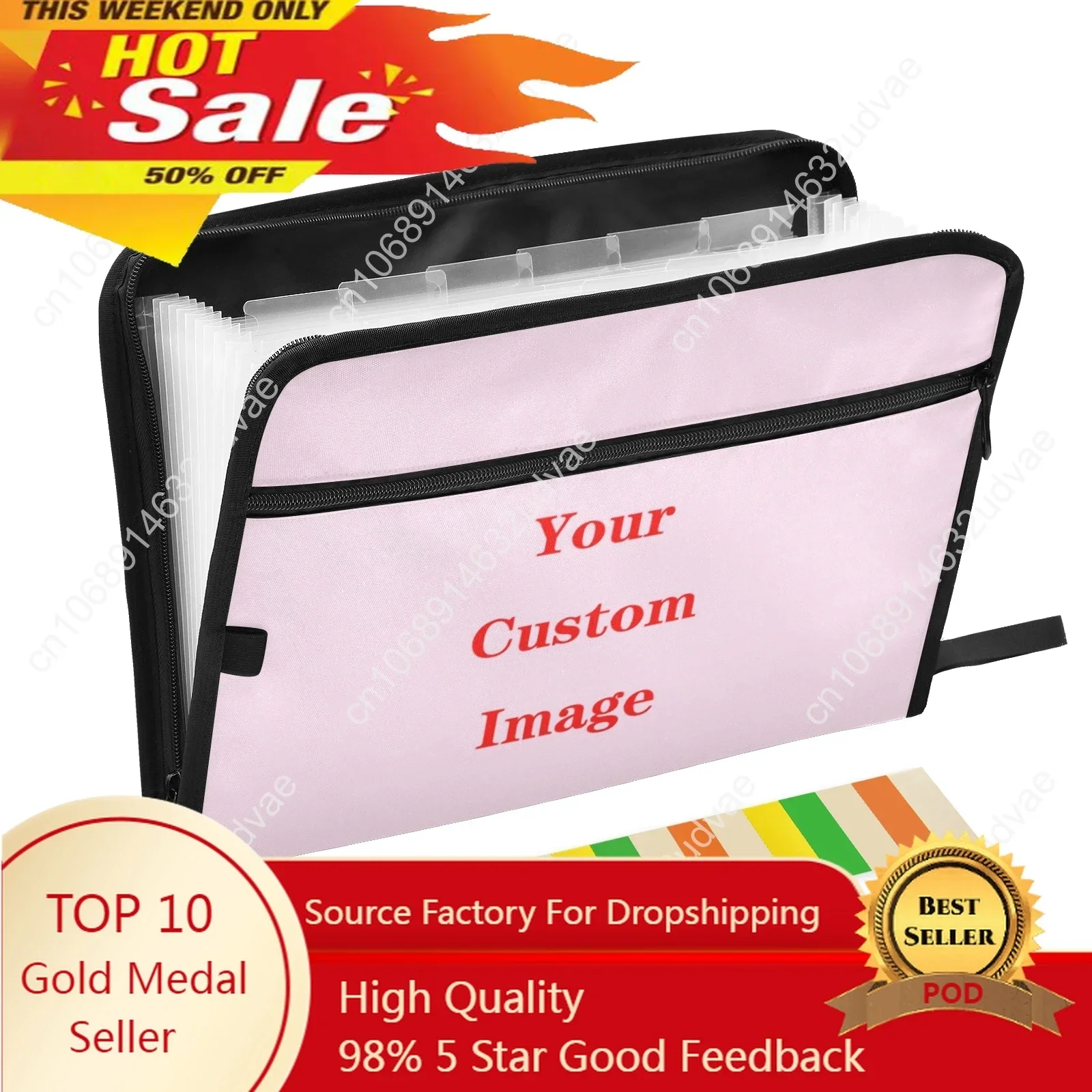 Luxury A4 File Folder Document Bag Business Briefcase Storage Organizer Bag Custom Image Stationery School Office Supplies