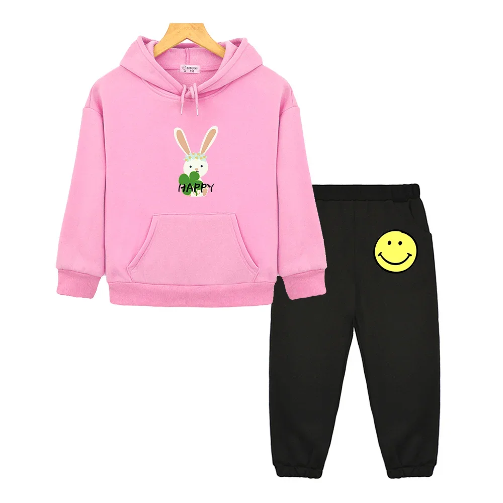 

Happy Rabbit Children's Sports Suit Hoodies Cartoon Clothes Kid Girl Boy Bunny Sweatshirts Manga Hoody Baby Casual Sets Lovely