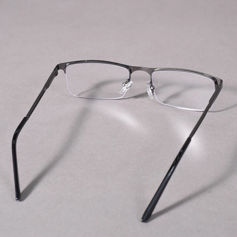 Herren-Lesebrille mit halbem Rahmen, modisch, quadratisch, Business-Rezeptbrille, blaues Licht blockiert + 125 + 175 + 225 + 275 – Detail 24
