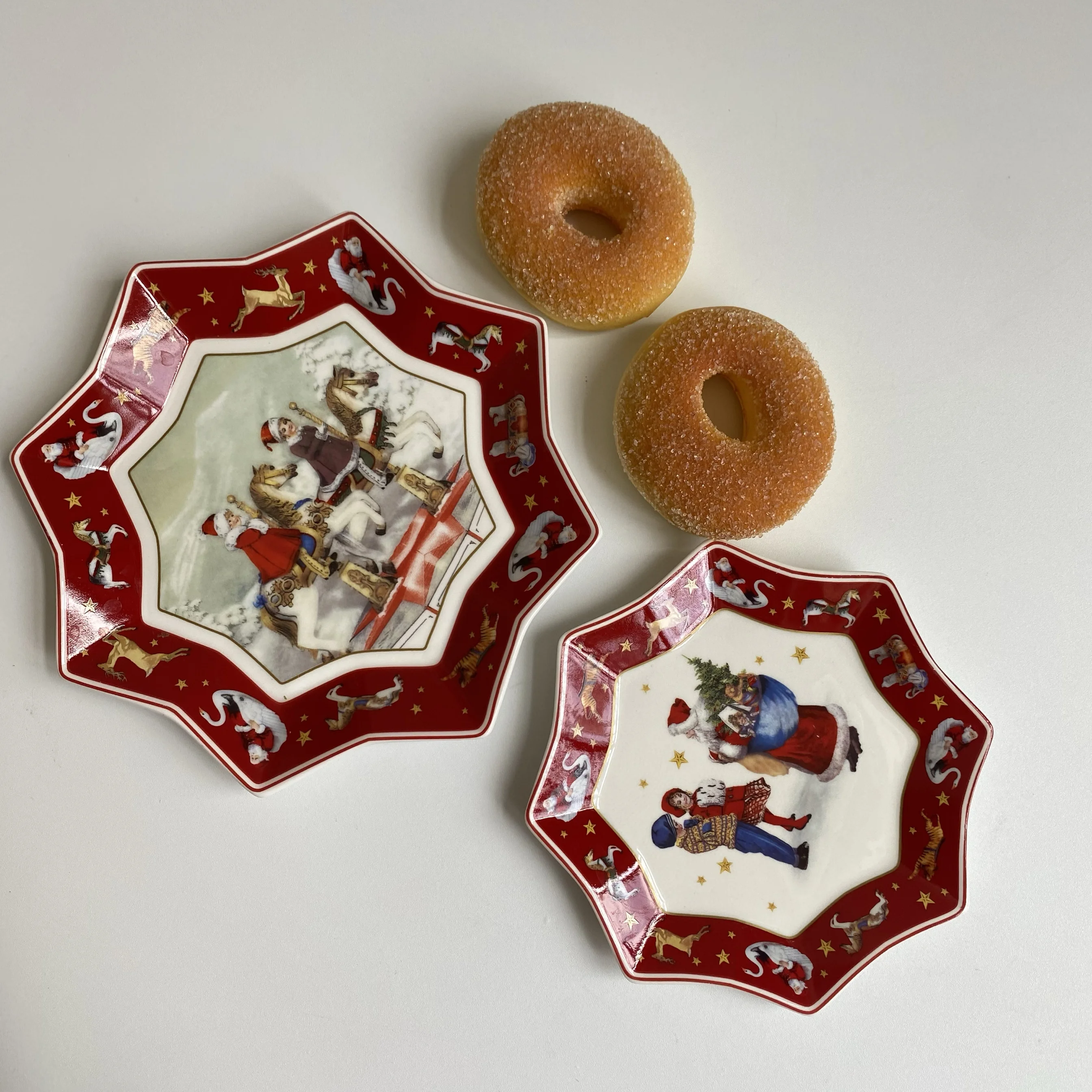 

Creative ceramic Christmas snack Small cake Household octagonal dessert plate Decorative plate Household